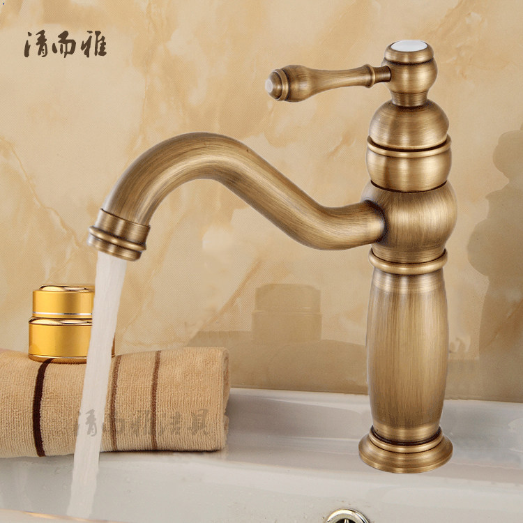 欧式仿古水龙头全铜复古美式 冷热 面盆洗手盆单孔无铅脸盘龙头