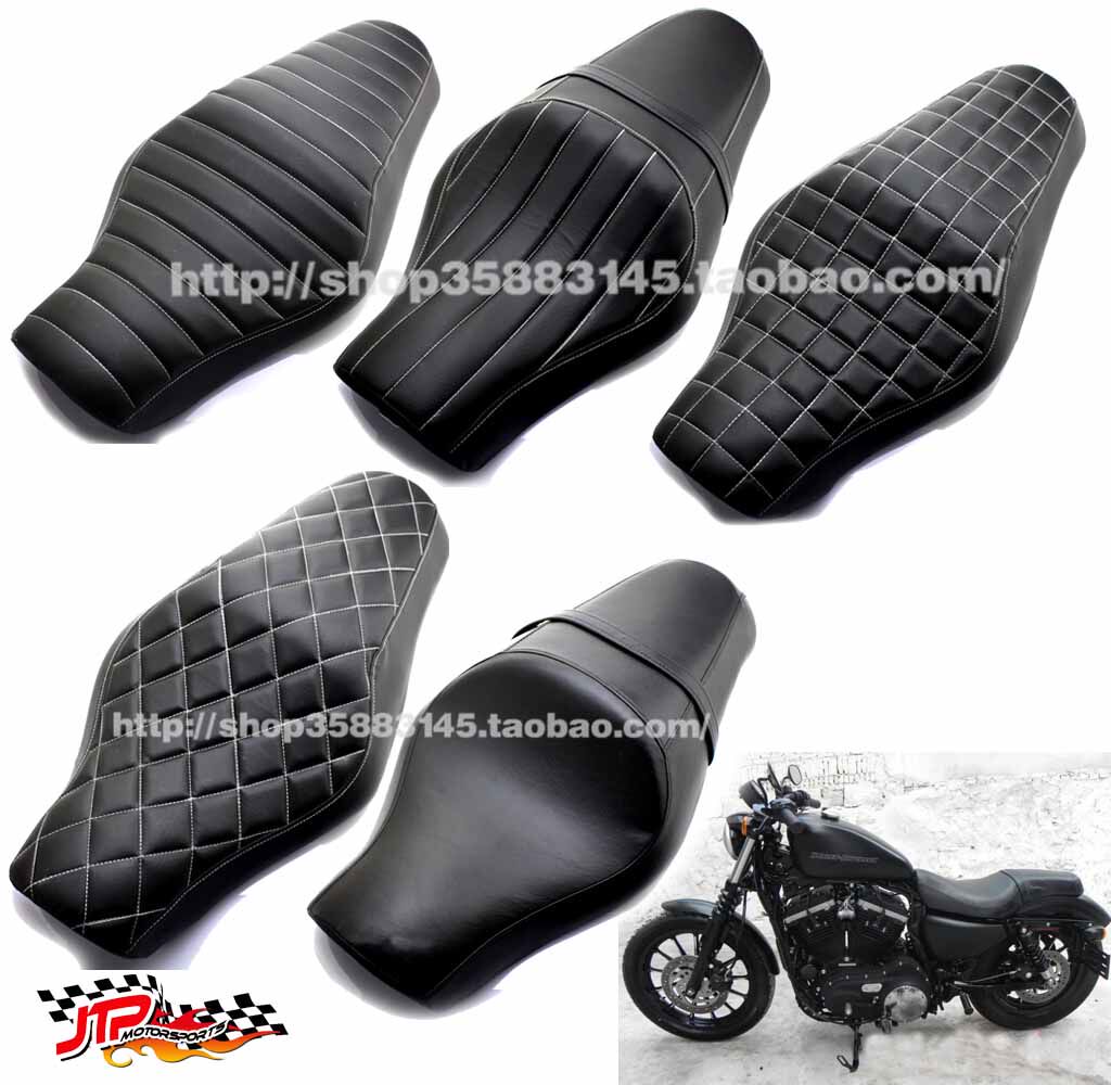适用哈雷XL883 XL1200 2008-19年改装坐垫  前后一体连体双人座垫