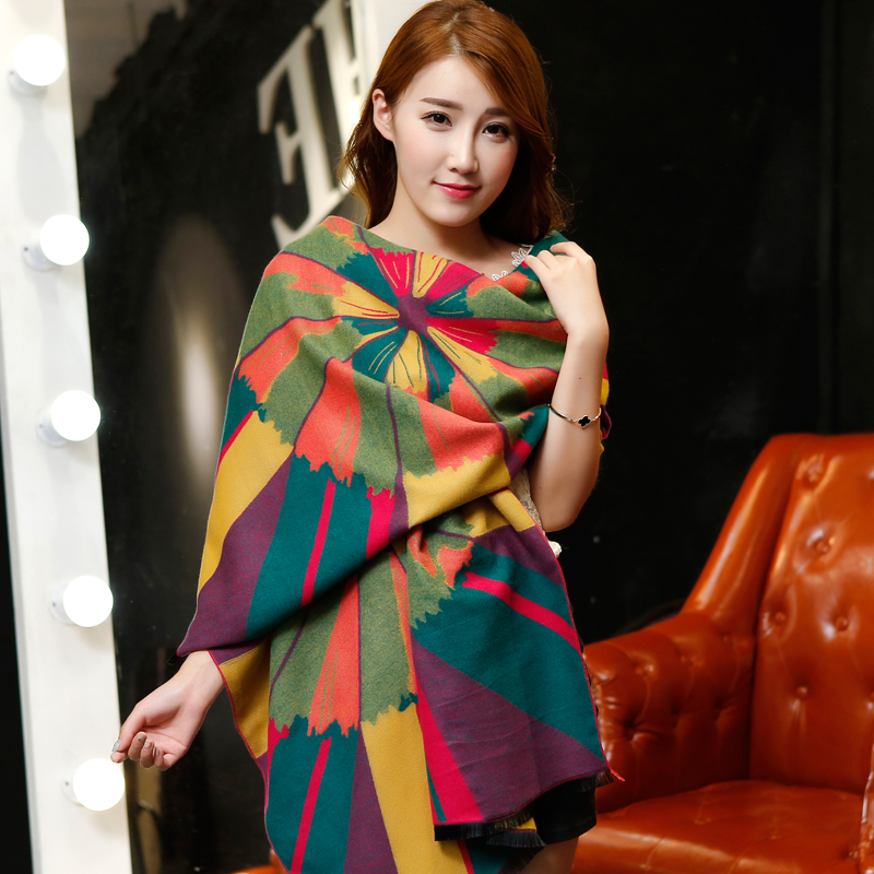 秋冬大长款印花民族风围巾女 冬季女士披肩围巾两用加厚保暖百搭|ruв категории Аксессуары, шарф/шарф/шаль - от Buy2taobao.com для оказания профессиональной услуги покупки агента Taobao