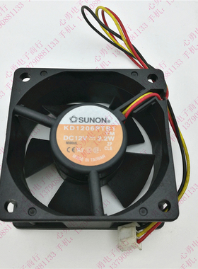 正品SUNON/建准 KD1206PTB1 DC12V 2.2W 6025 3线机箱散热风扇