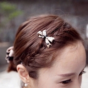 Know NI the Korean version of Leopard-print hair bow clip Barrette headdress frog clip bangs clip hairpin jewelry