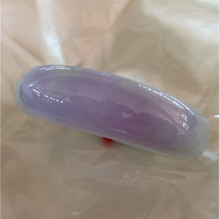 金翠宝翡翠 天然A货翡翠春带彩手镯豆绿色带紫色女款玉镯56-58mm