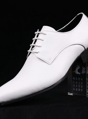男士正装小皮鞋男韩版英伦商务尖头真皮白色男鞋百搭新款潮流欧版