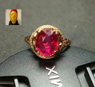 天然超艳丽红宝碧玺刻面真钻玫瑰金戒指克拉特价 高端收藏ruby
