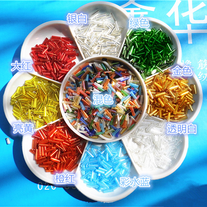 约2*6mm管珠手缝串珠 珠材料diy手工项链手链饰品配件玻璃珠细管