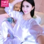2019 phiên bản Hàn Quốc của đồ ngủ nữ mùa xuân và mùa hè Bộ đồ ngủ dài tay phục vụ tại nhà bằng lụa hai mảnh phù hợp với mùa xuân Victoria dễ thương và mùa thu mỏng - Bộ Pajama bộ đồ the thao nữ hàng hiệu
