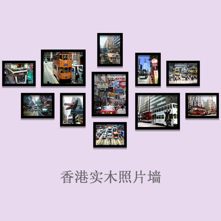 老香港实木街景怀旧装饰画照片墙