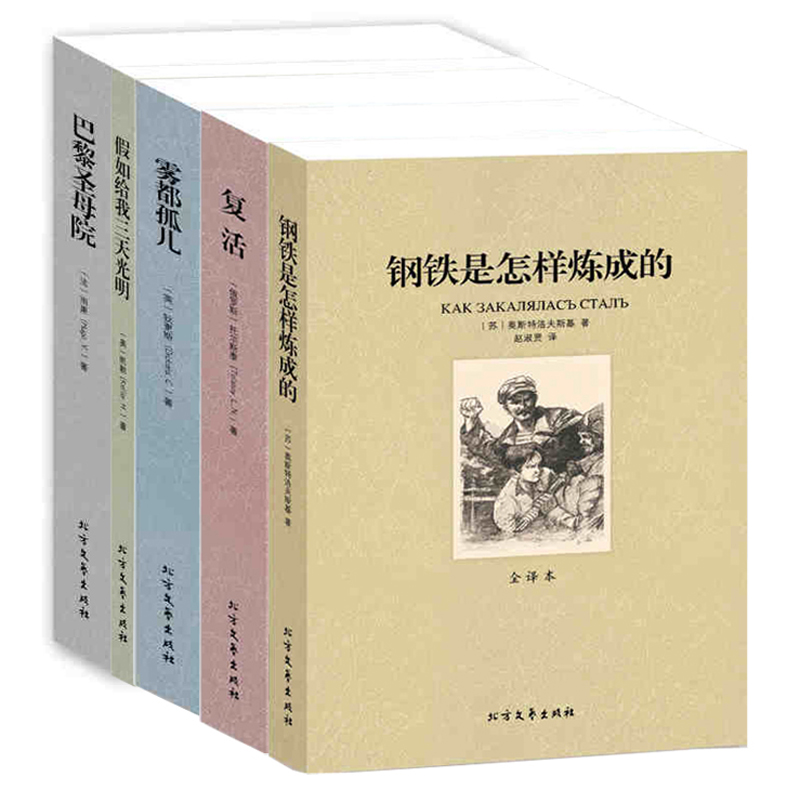 正版钢铁是怎样炼成的 假如给我三天光明 雾都孤儿 巴黎圣母院 共5册世界名著全译本复活经典文学畅销小说青少年版高初中课外读物