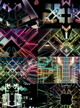 20个舞台背景大屏VJLOOP现代复古空间动态动画视频素材Construct