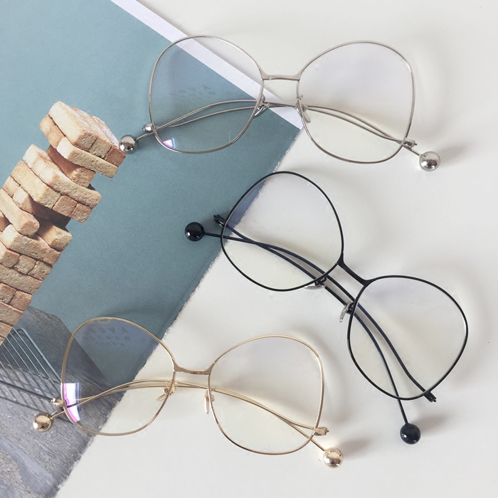 韩国原宿复古金属圆球平光镜男女情侣眼镜架超瘦脸大框学生眼镜框