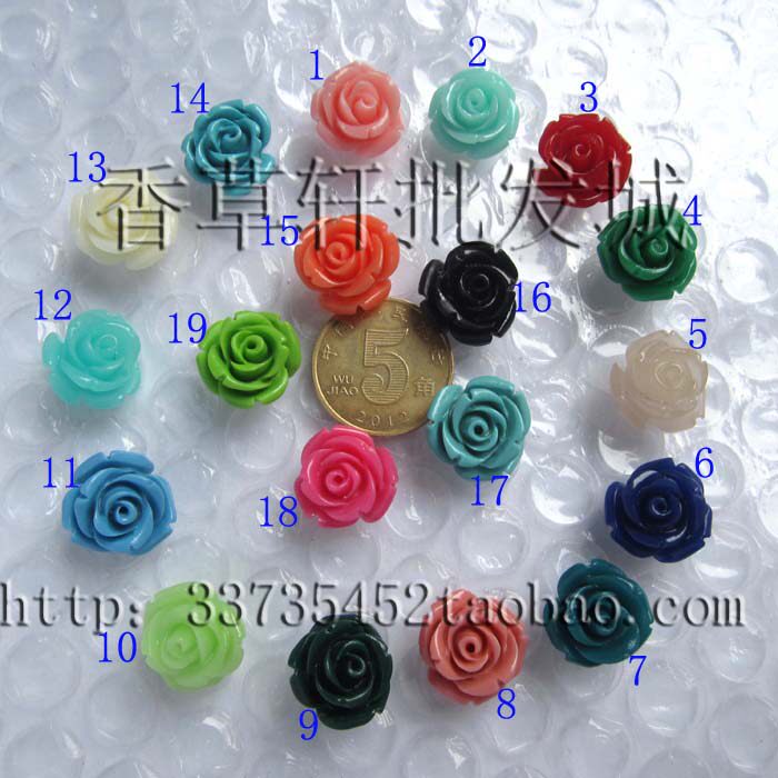 14MM珊瑚粉压玫瑰花自制手工DIY项链耳环手链饰品材料配饰0882