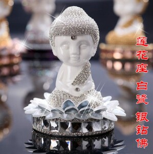 汽车香水座 陶瓷 佛高档车载香水饰品摆件保平安时尚摆件水钻包邮