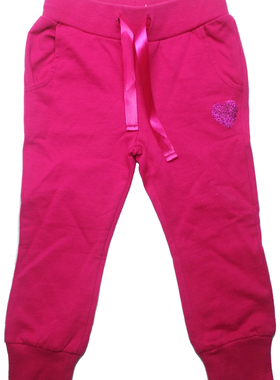 哟呼！TOBE*1-4岁女童玫红色薄全棉毛圈收口裤长裤