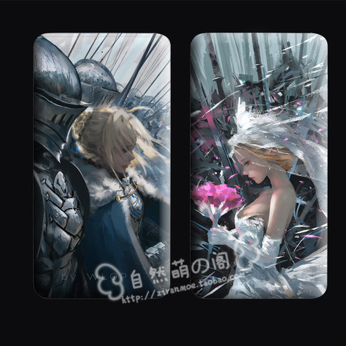 fate zero saber油画贞德手机卡片移动电源充电宝图片DIY定制定做