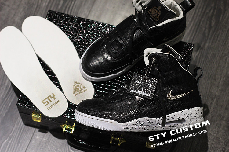 STY custom定制 Nike Air Yeezy 1 黑暗城市 蛇纹鳄鱼纹AJ3可以改