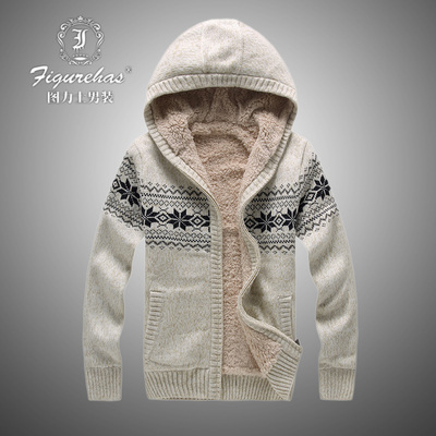秋冬新款男士线衫毛衫毛衣男开衫加厚加绒外套