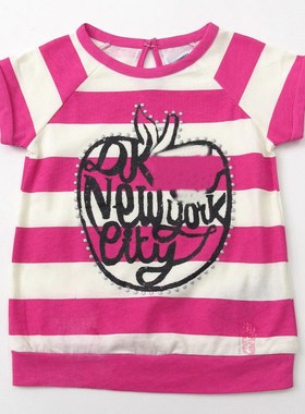 微疵特价 强货 DK时尚 超可爱苹果印花钉珠 短袖T恤 女童P752