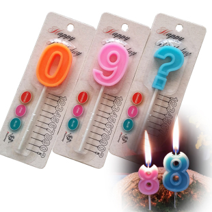 彩色数字生日蛋糕蜡烛 0-9和问号通过环保检测 颜色随机发送