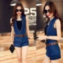 Mùa xuân và hè mới phiên bản Hàn Quốc cỡ lớn là quần jumpsuit denim mỏng dành cho nữ. - Quần short thoi trang cong so