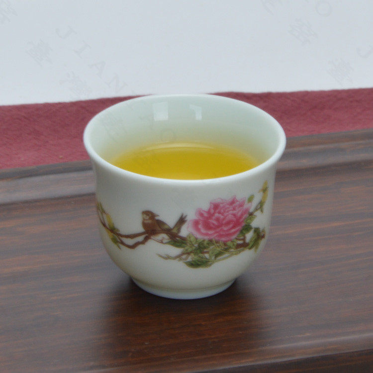 台湾建窑正品陶瓷茶具青瓷鸟语花香品杯喜上眉肖陶瓷茶杯一口杯