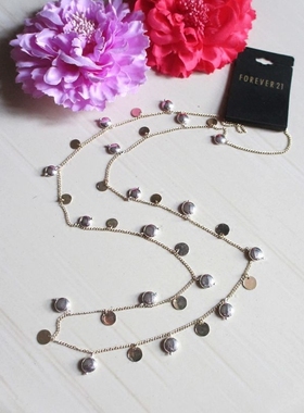 波西米亚风派对圆片金属毛衣链