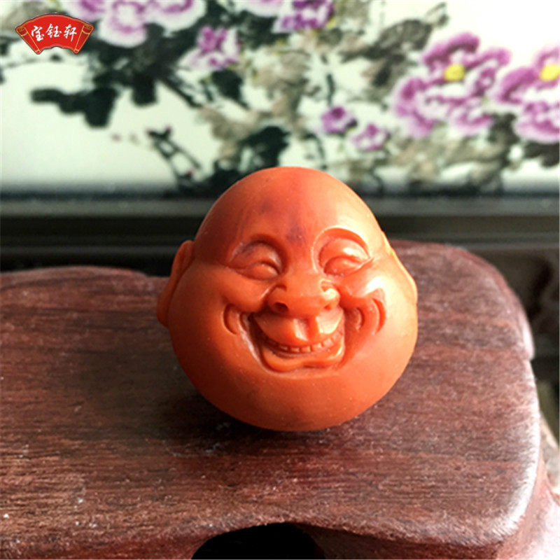 天然川料南红玛瑙弥勒佛吊坠雕件 柿子红笑佛雕刻挂饰项坠