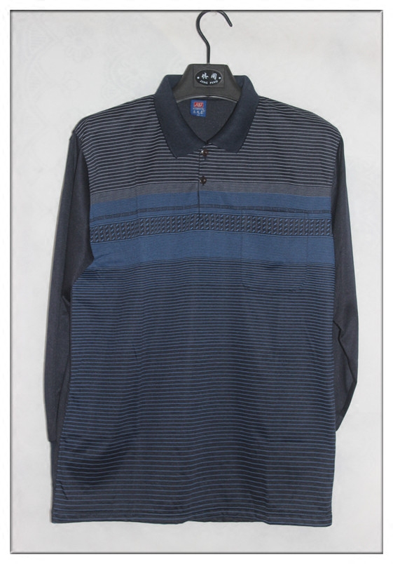 中老年人男士薄款长袖t恤爸爸装春装小方领体恤打底衫上衣爷爷装