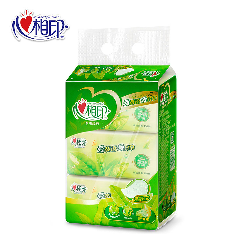心相印茶香抽纸软抽152抽印花纸巾有香味中规格m号面巾纸家用18包