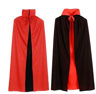 西游记白骨精披风儿童成人立领黑红披风两面穿化妆舞会服装服饰