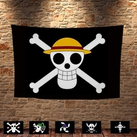 动漫旗帜cosplay周边道具，海贼王路飞骷髅海盗，团装饰挂毯壁毯挂布