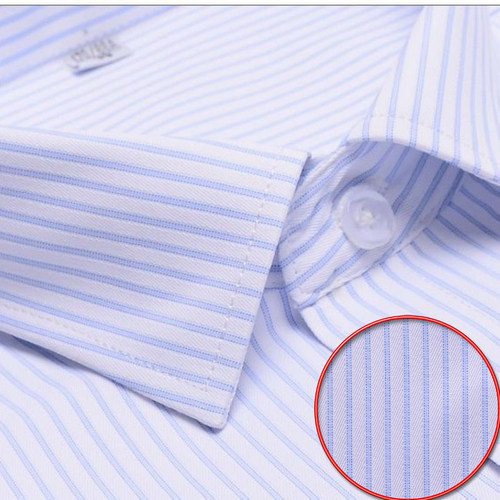 蓝色条纹正装银行工作服短袖衬衣