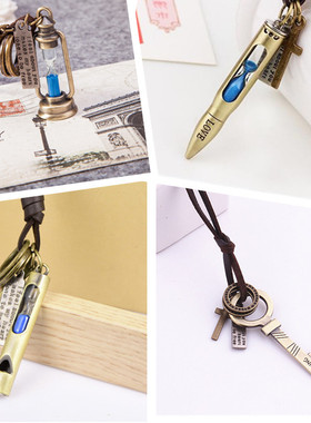 x485复古文艺牛皮绳算盘吊坠