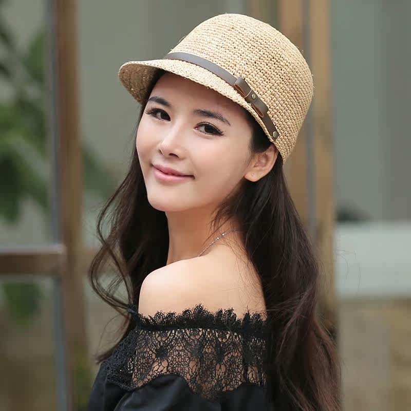 拉菲草帽子女士夏天男女遮阳防晒太阳帽防紫外线沙滩鸭舌帽棒球帽