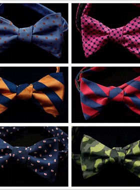 韩版手打领结 正装商务礼服手打领结 条纹 腰果 波点 self bowtie