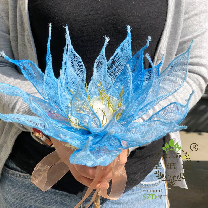 st006圣纸道 手工铁丝网花纱布染色花手捧花立杆花 婚礼婚庆道具