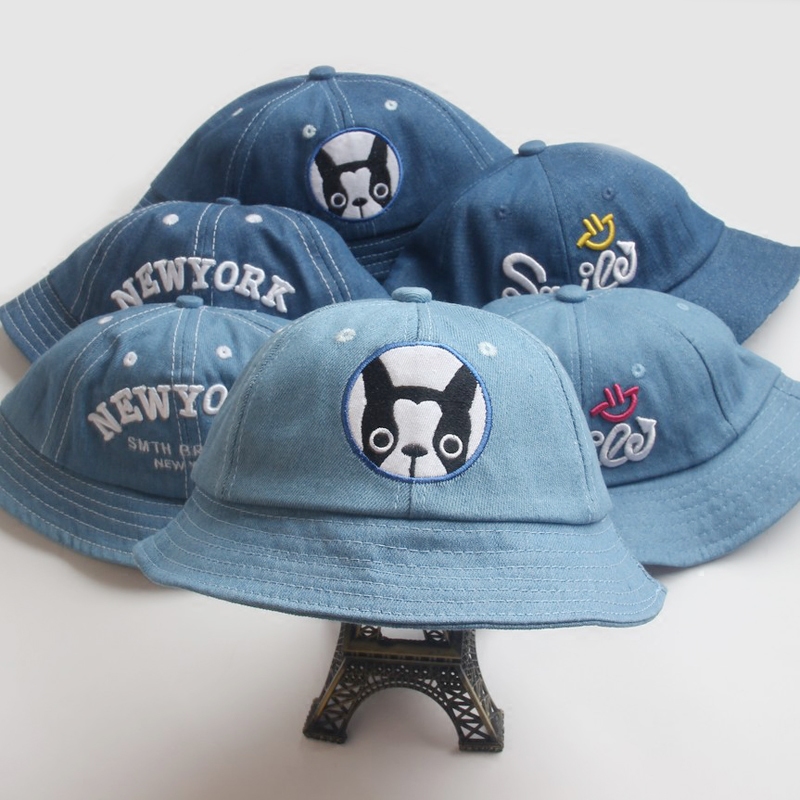 春夏男宝宝牛仔帽卡通熊猫盆帽2小孩遮阳防晒帽儿童渔夫帽子1-3岁
