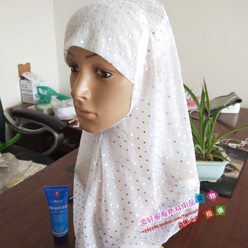 新款纯白色亮片丧葬盖头白色头巾女回是孝帽一包10条妈妈款