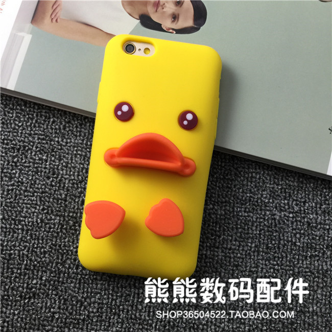 Á¢ÌåiPhone7/6´ó»ÆÑ¼×ӹ轺Ì×±£»¤Ì׿¨Í¨Ð¡»ÆÑ¼iPhone5s 5cÊÖ»ú¿Ç