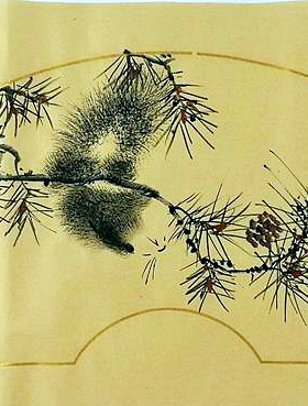 手绘字画装饰画热销YD042224无名良品二尺无款国画扇面 松鼠68 33