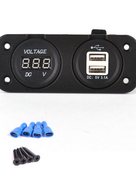 IZTOSS汽车车载手机充电器双USB车充电源插座点烟器总成电压表两