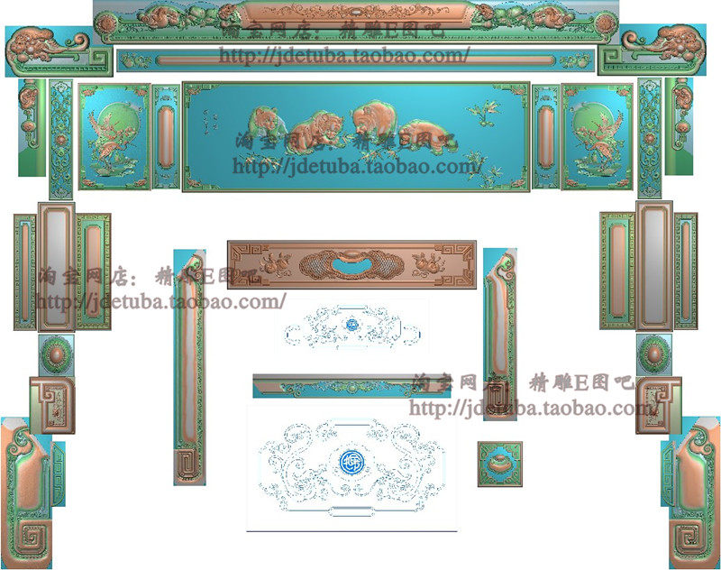精雕图财源沙发灰度图兰亭序靠头浮雕图熊猫玉祥沙发御祥宝座套图图片