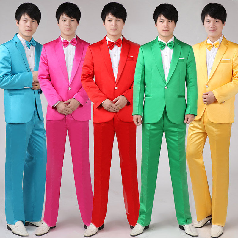 男士礼服年会集体演出学生大合唱彩色西装影楼主题摄影ktv男装