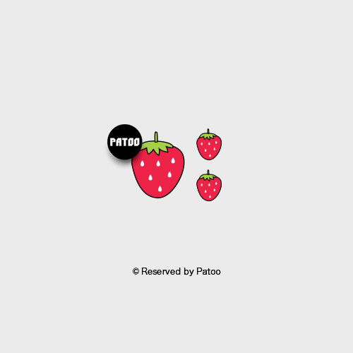 【PATOO怕痛】原创防水纹身贴 草莓strawberry水果音乐节创意复古