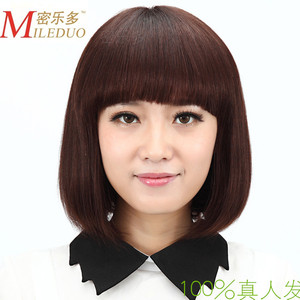 假发女头套真人发丝齐刘海妈妈发波波头短发bobo头透气化疗夹发套