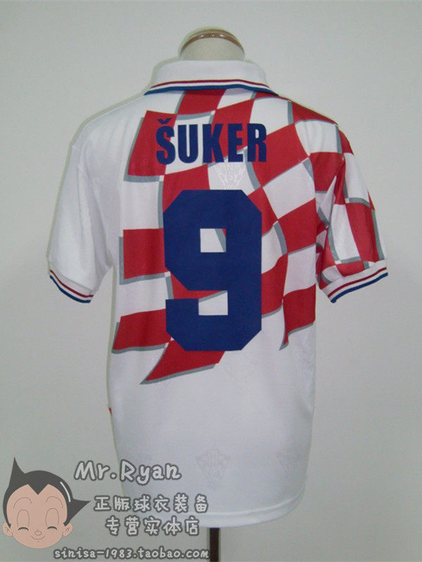 1998 世界杯 98-00 克罗地亚 主场球衣 9号 达沃.苏克 代购