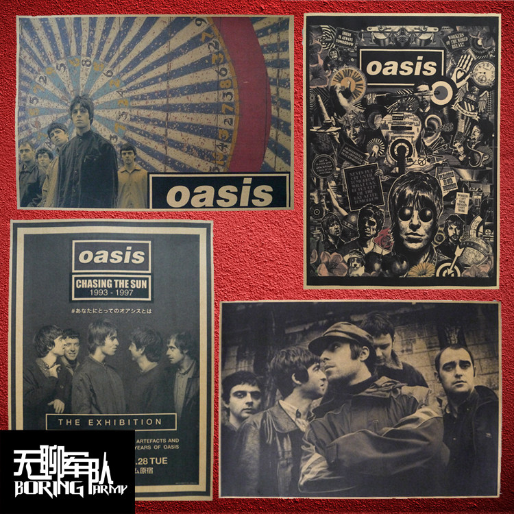 oasis绿洲乐队 摇滚牛皮纸海报家居装饰画 酒吧照片相框墙墙纸