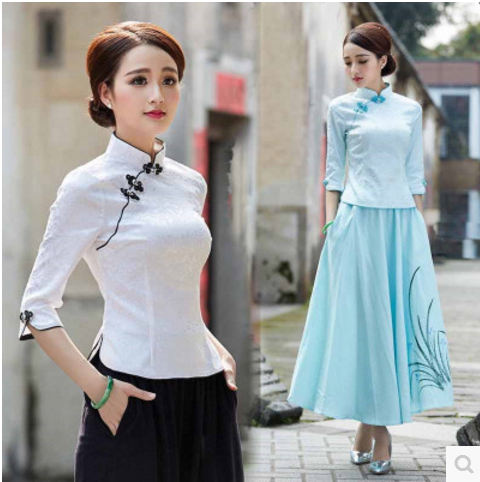 汉元素盘扣旗袍立领服上衣服装