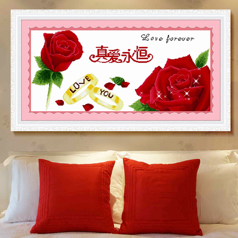 新款十字绣约定今生玫瑰花结婚礼大幅客厅十字绣印花系列真爱永恒