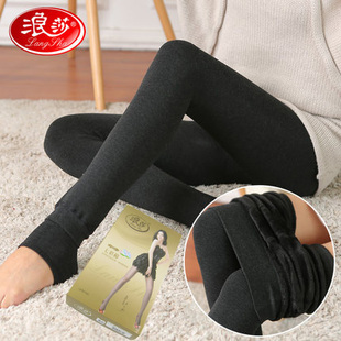 浪莎12000D七彩棉双加裆加绒加厚保暖踩脚一体打底裤袜冬女GB8968