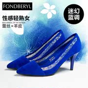 Feibolier 2015 new style shoes with pointy lace high heel shoes FB51114011